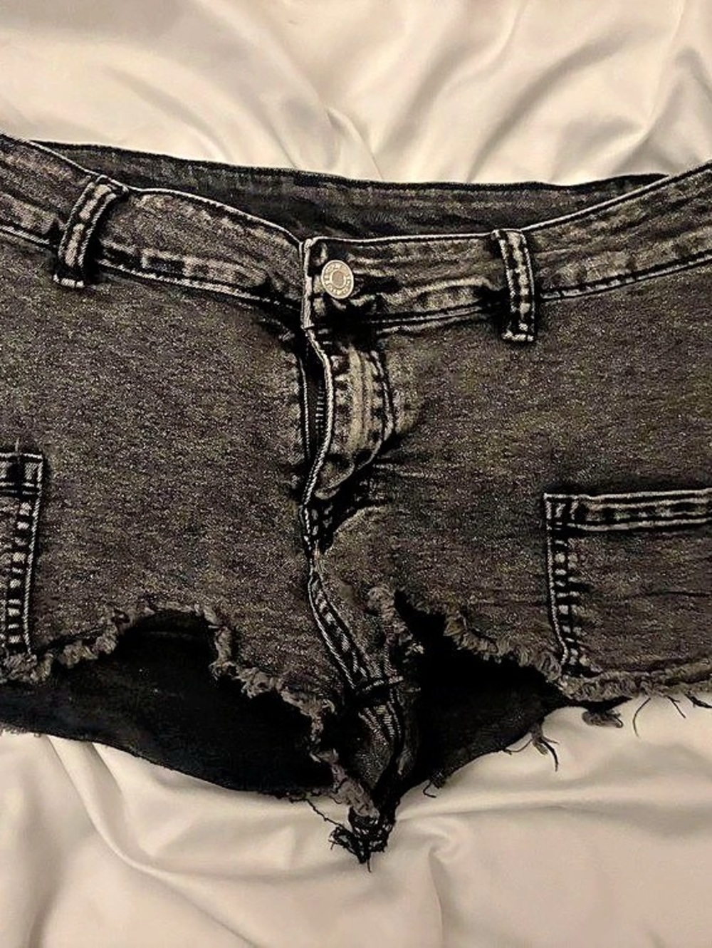 Women's Black Distressed Jean Shorts